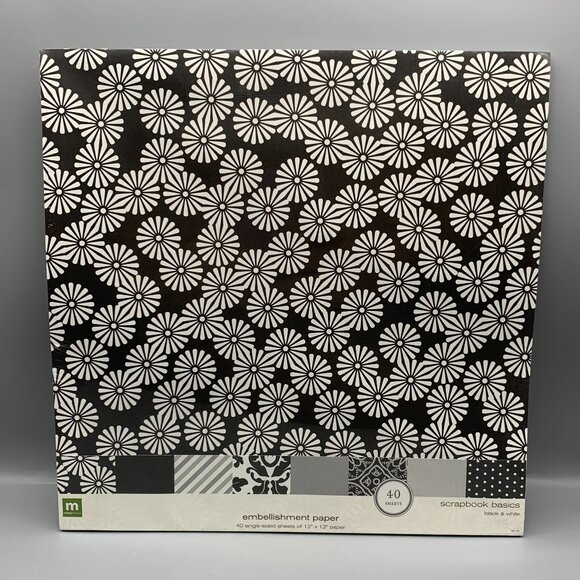 NEW in Package Making Memories 12"x12" Black & White Embellishment Paper - Picture 1 of 7